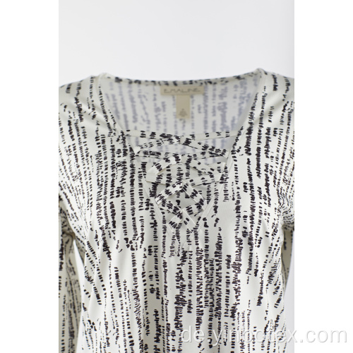 Bedruckter Langarm-Pullover mit fester Unterseite